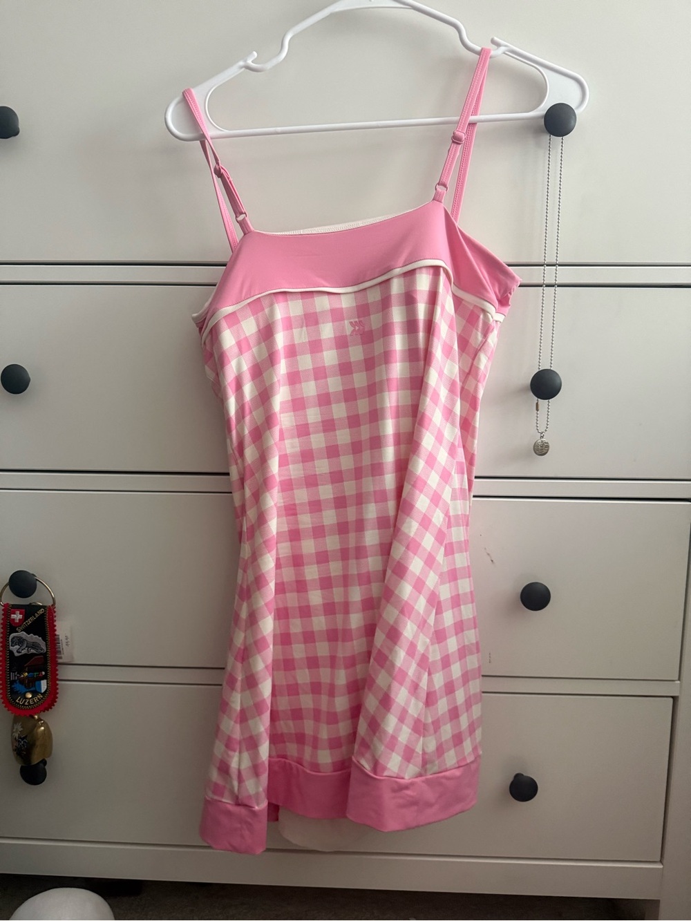 Women’s Pink Gingham Athletic Dress - Picture 2 of 4
